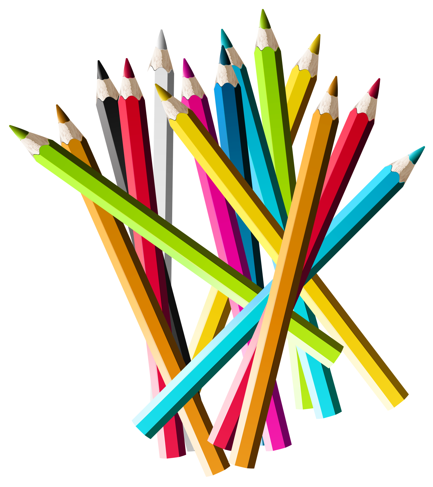 a bunch of colored pencils