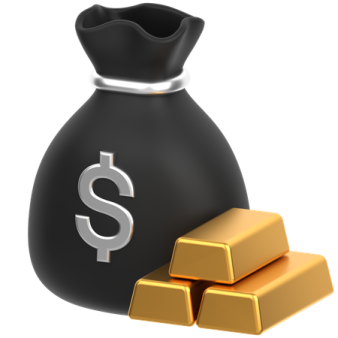 a black bag with gold bars next to it