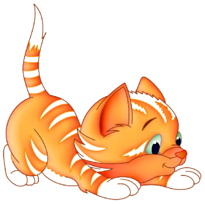 a cartoon cat laying down on the ground