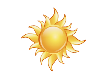a yellow sun on a white background