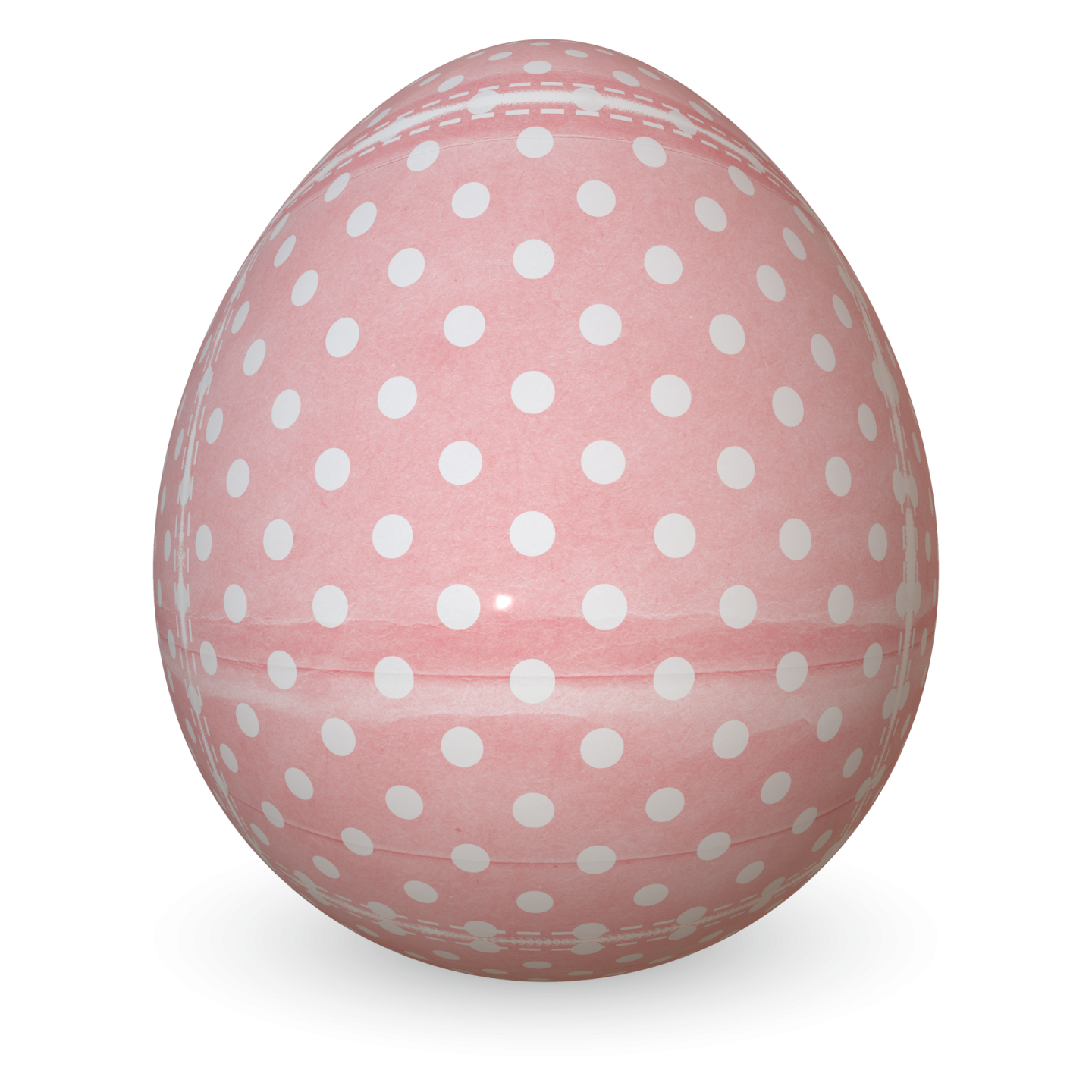 a pink ball with white polka dots on it