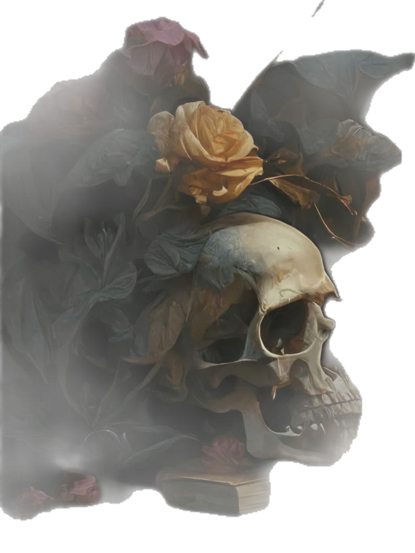 a skull with flowers on it's head