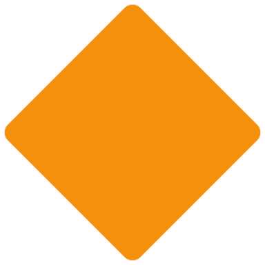 an orange diamond shape with a white background