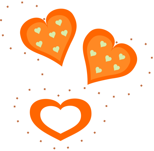 three hearts with green hearts on them