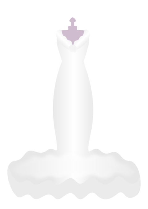 a white dress with a purple bow on it