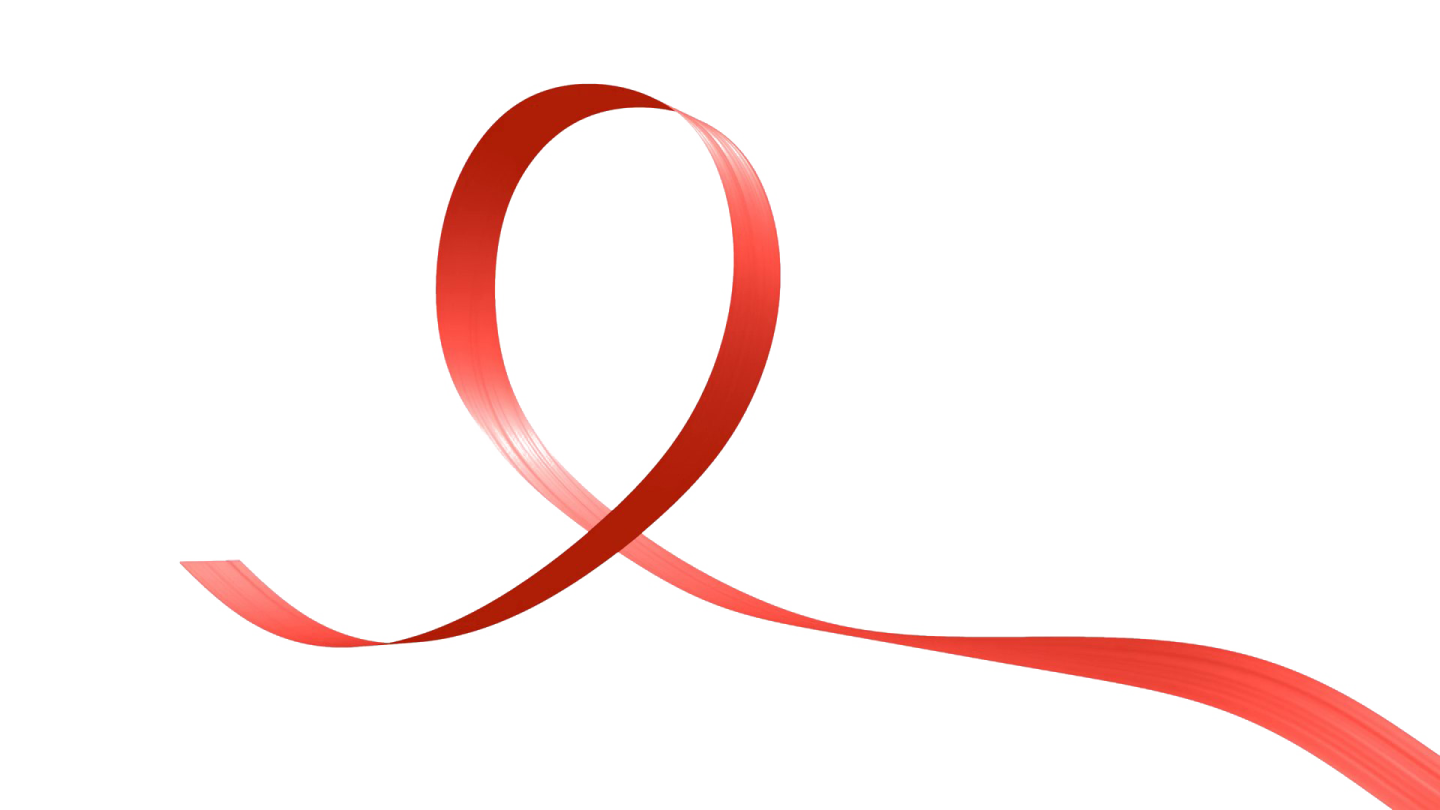 a red ribbon on a white background