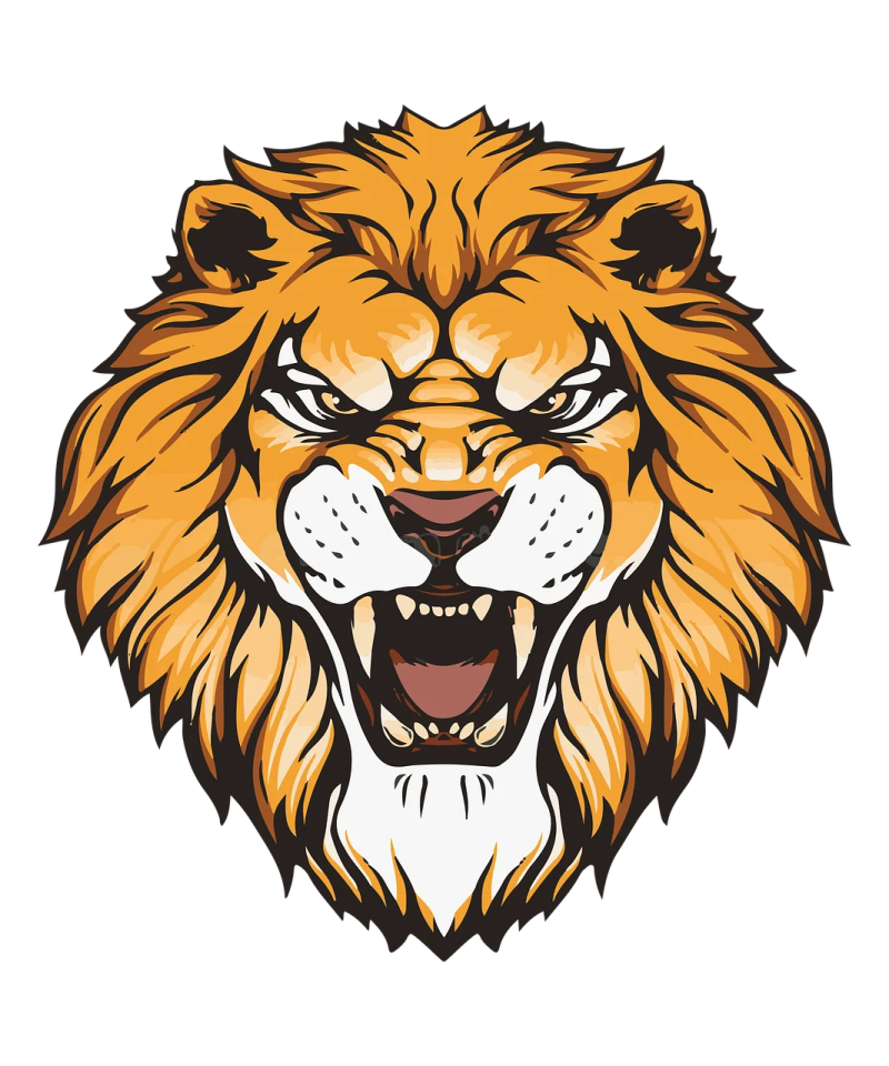 a lion's head with its mouth open