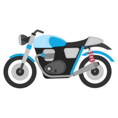 a blue motorcycle on a white background