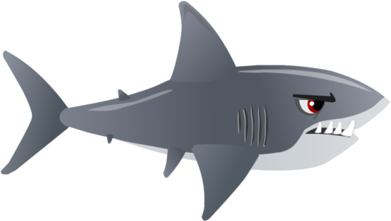 a cartoon shark with red eyes
