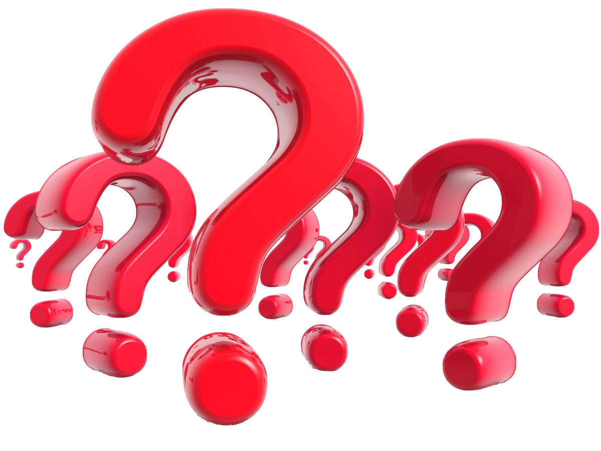 red question marks on white background
