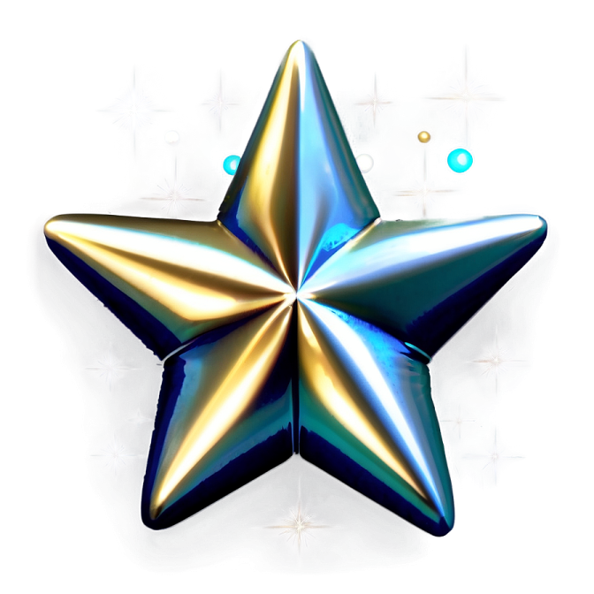 a blue and gold star shaped balloon