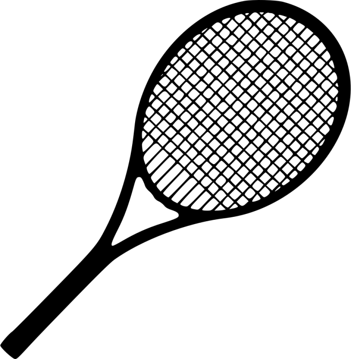 a black and white silhouette of a tennis racket