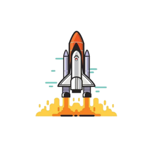 an illustration of a rocket flying through the air