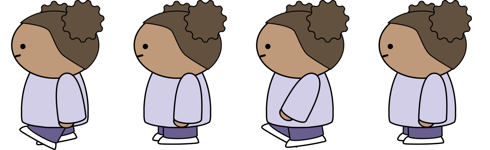 a cartoon of three men with different hair styles