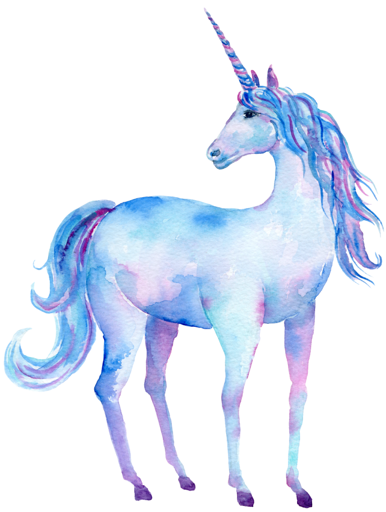a watercolor drawing of a unicorn