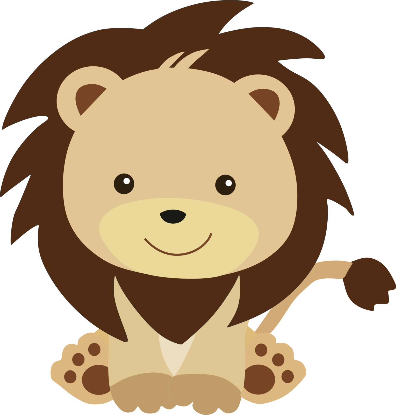 a cartoon lion sitting down on the ground
