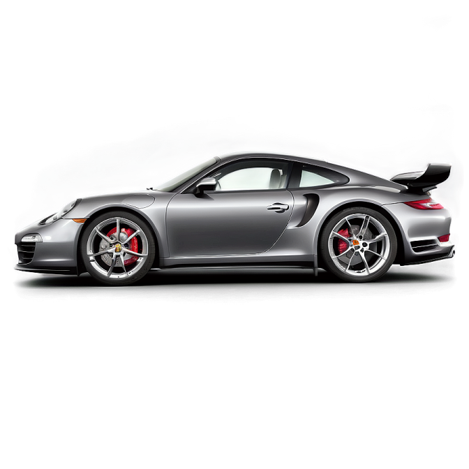 a gray porsche sports car on a white background