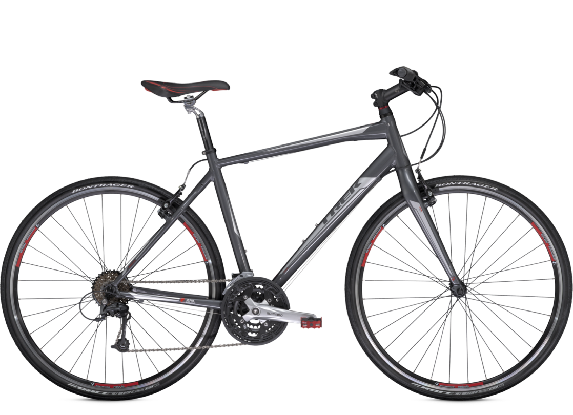 a grey and red road bike