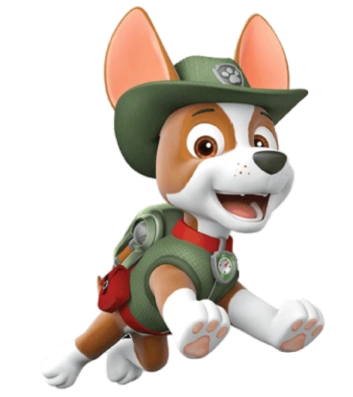 a cartoon dog wearing a hat and backpack