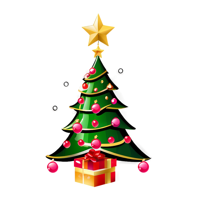 a christmas tree with balls and a star on top