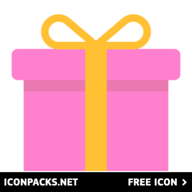 a pink gift box with a yellow ribbon