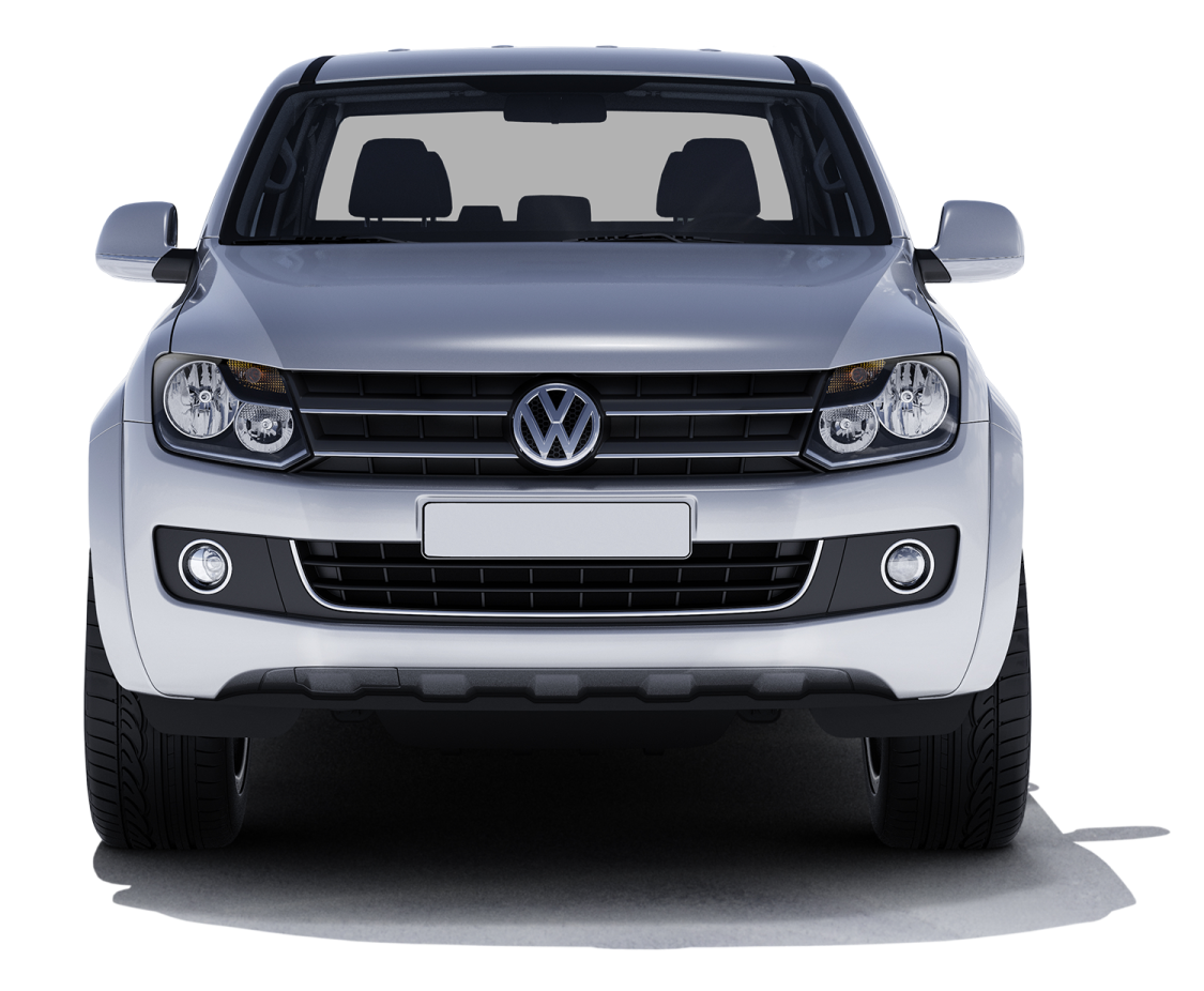 the front view of a white volkswagen suv