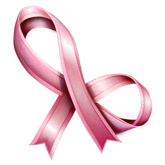 a pink ribbon on a white background