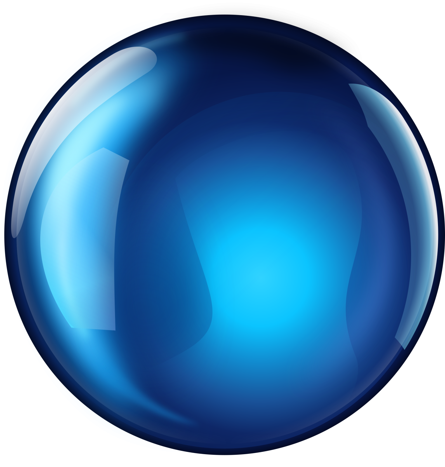 a blue glass ball on a white background