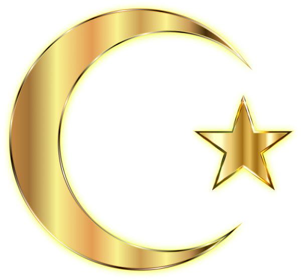 a gold crescent and star