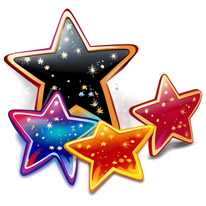 three colorful stars on a white background