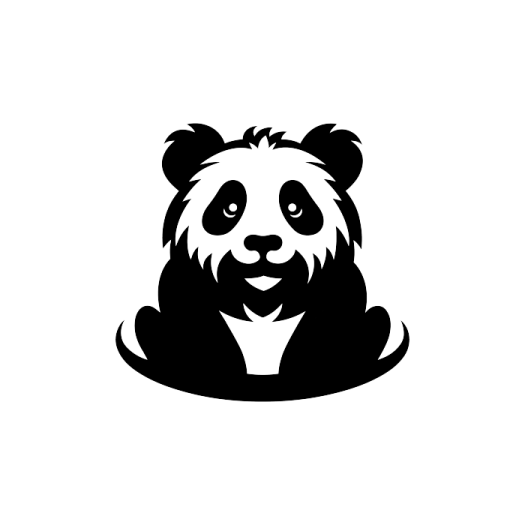 a black and white image of a panda