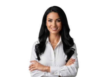 a woman standing with her arms crossed