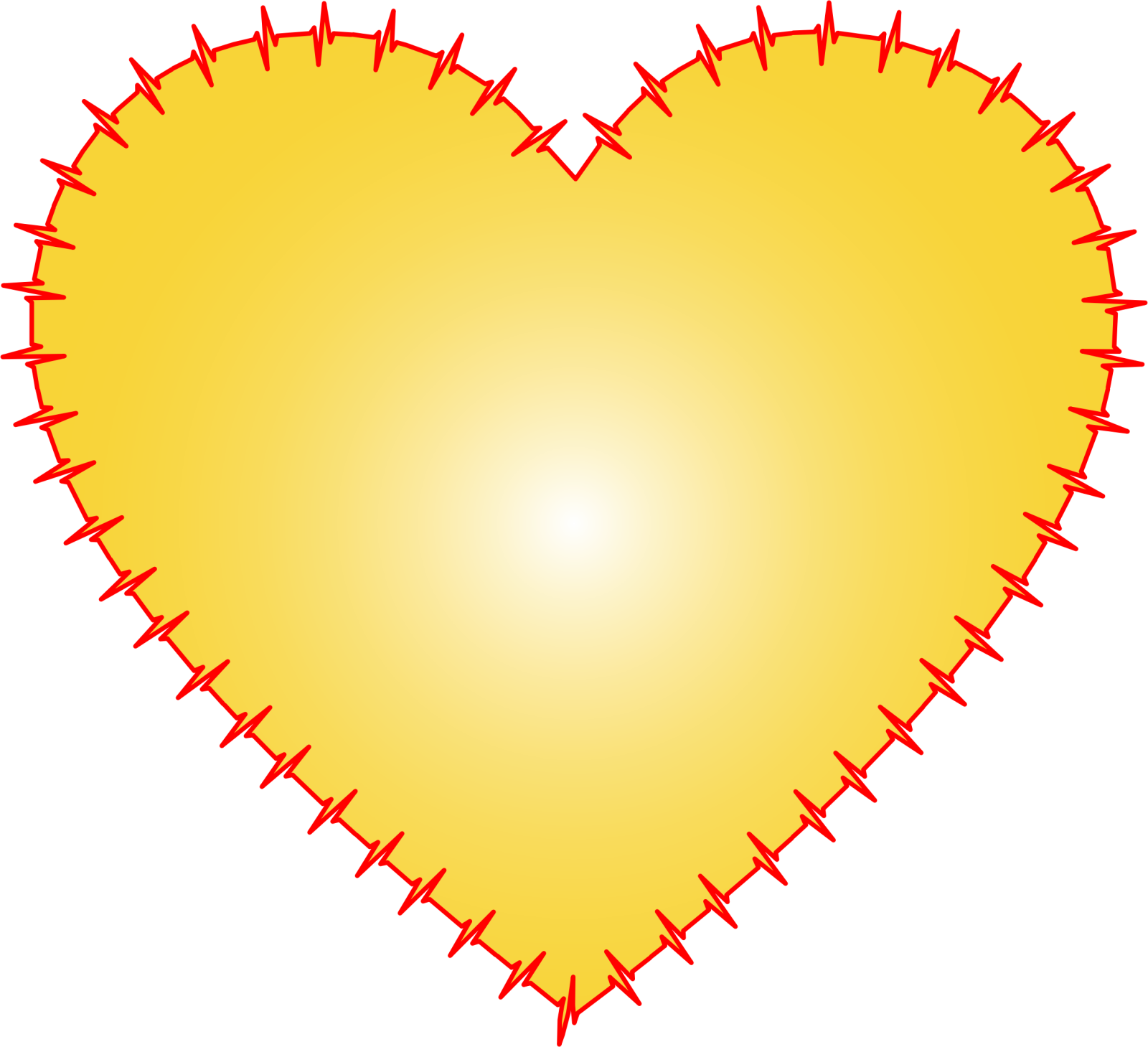 a yellow heart with spikes on it