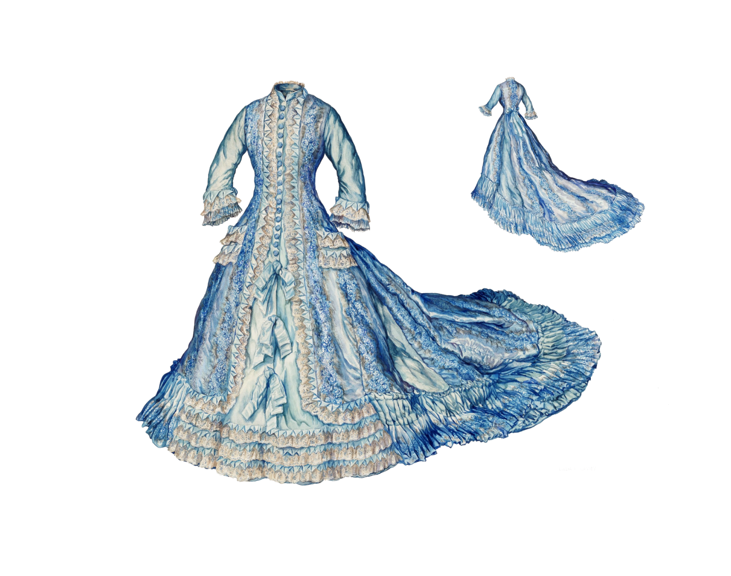 an illustration of a woman in a blue dress