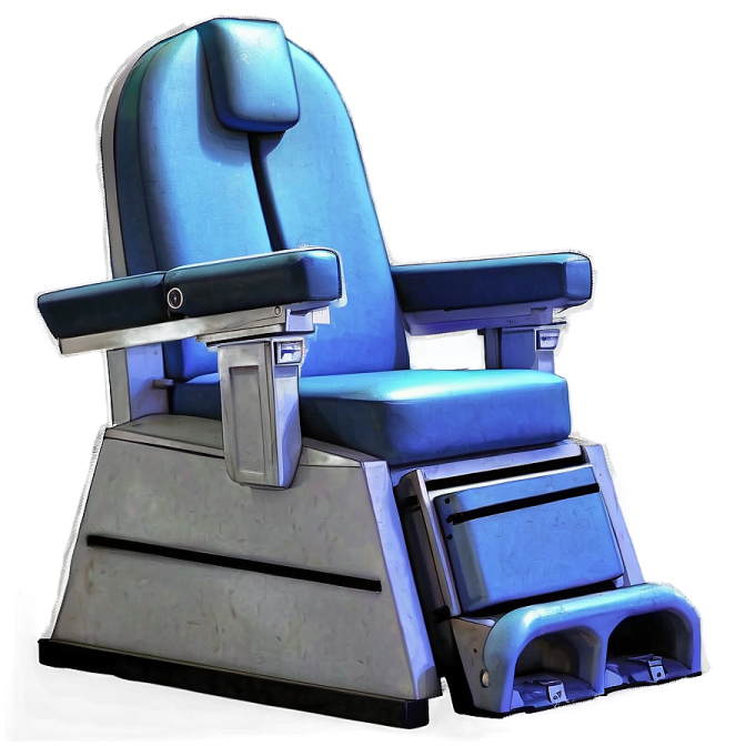 an image of a blue and gray chair