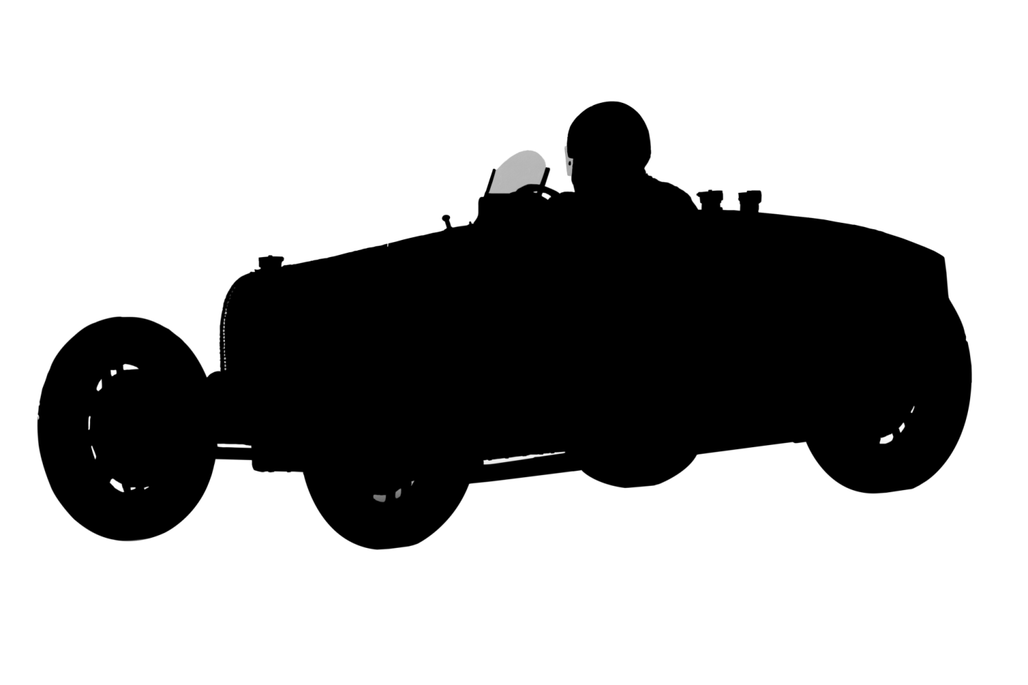 an old car silhouetted on a white background