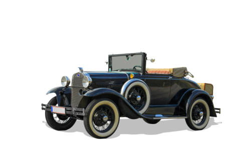 an old car on a white background