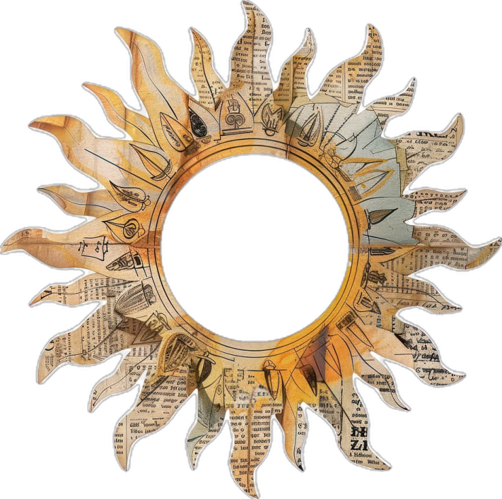 a sun made out of old book pages