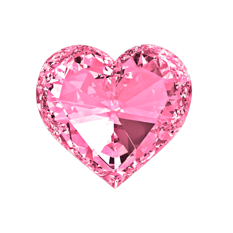 a pink diamond heart on a white background