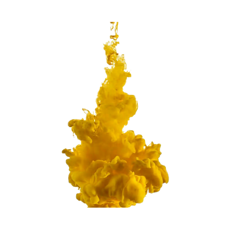a yellow liquid splashing into a white background