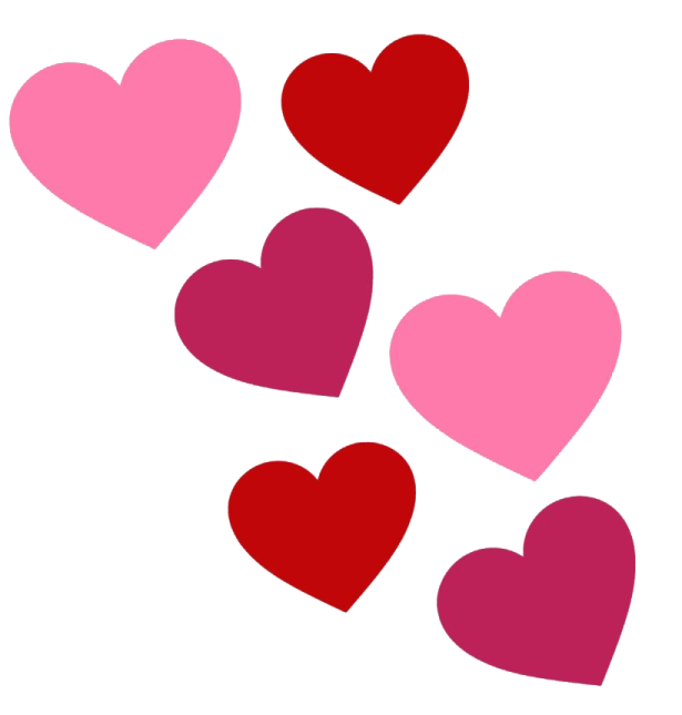 a bunch of pink and red hearts