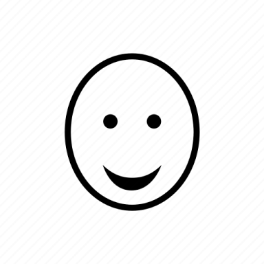 a black and white smiley face icon