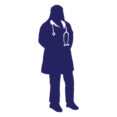 a silhouette of a doctor with a stel