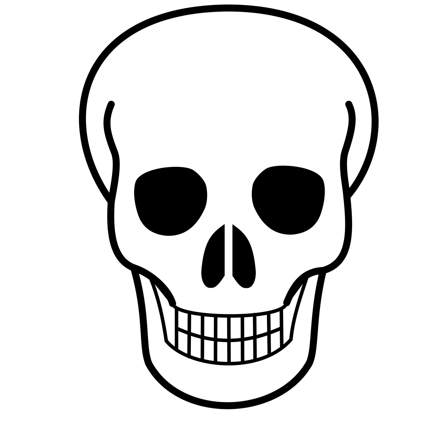 a black and white skull icon