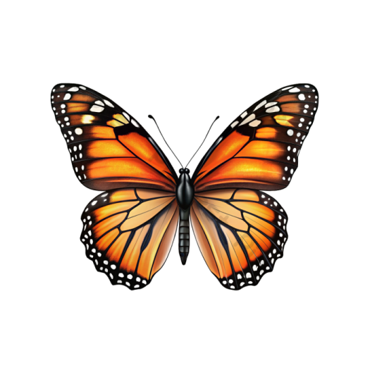 a monarch butterfly on a white background