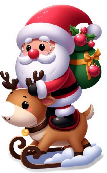 a santa claus riding on a reindeer