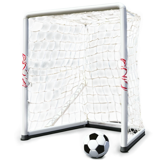 a soccer goal with a ball next to it