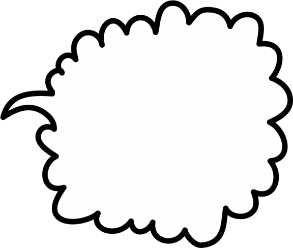 a black and white drawing of a speech bubble