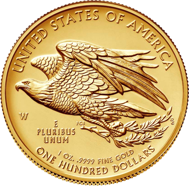 a gold coin with the image of an eagle