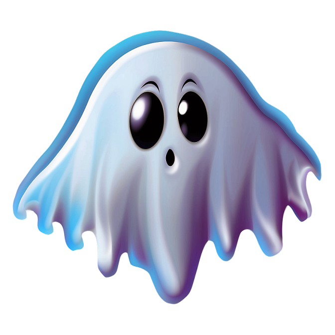 a cartoon ghost with big eyes
